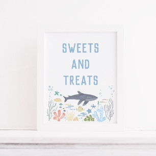 Shark Under The Sea Baby Shower Sweets Poster