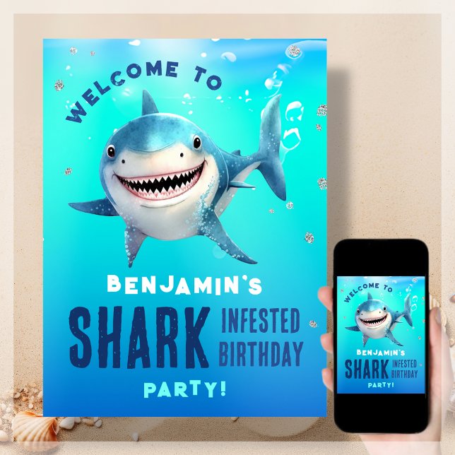 Shark Under The Sea Birthday Party Welcome Poster (Creator Uploaded)