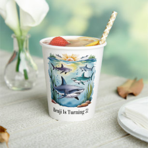 Shark Under The Sea Boy Birthday Paper Cups