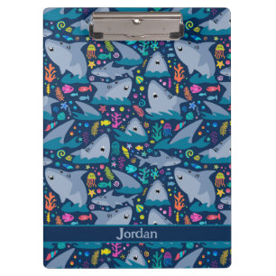 Shark Under The Sea Cute Personalised Pattern Clipboard