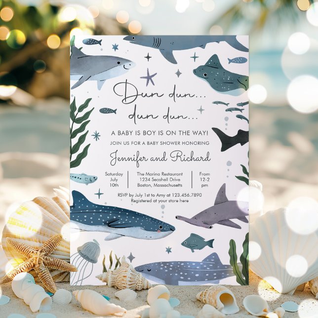 Shark Under the Sea Ocean Animals Baby Shower Invitation (Creator Uploaded)