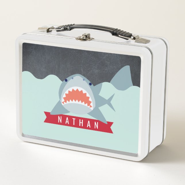 Shark Under the Water Blue Boy Lunch Box (Front)