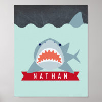 Shark Underwater Blue Boy Kids Room Nursery Art