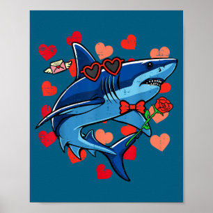 Shark Valentines Day Valentine Kids Toddler Boys Y Poster