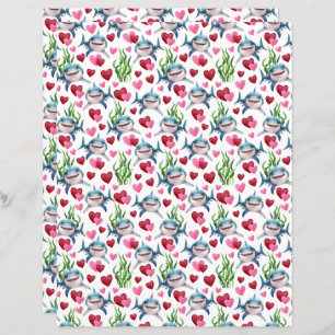 Shark Valentines Scrapbook Paper