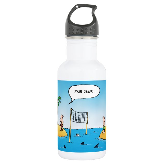 Shark Volleyball Funny Cartoon 532 Ml Water Bottle (Front)