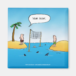 Shark Volleyball Funny Cartoon Magnet