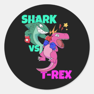 Shark Vs Dinosaur T Rex Boxing Gloves For Kids Boy Classic Round Sticker