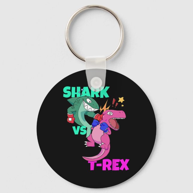 Shark Vs Dinosaur T Rex Boxing Gloves For Kids Boy Key Ring (Front)