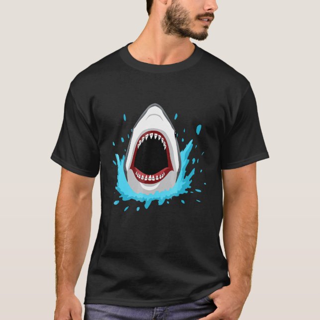 Shark w Braces Funny Razor Sharp Teeth Fish T-Shirt (Front)