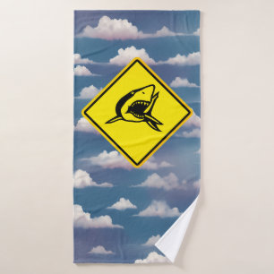 shark warning sign bath towel