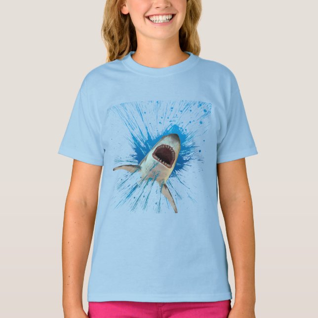 SHARK WATER SPLASH OCEAN T-Shirt (Front)