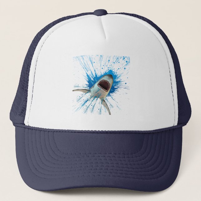 SHARK WATER SPLASH OCEAN TRUCKER HAT (Front)
