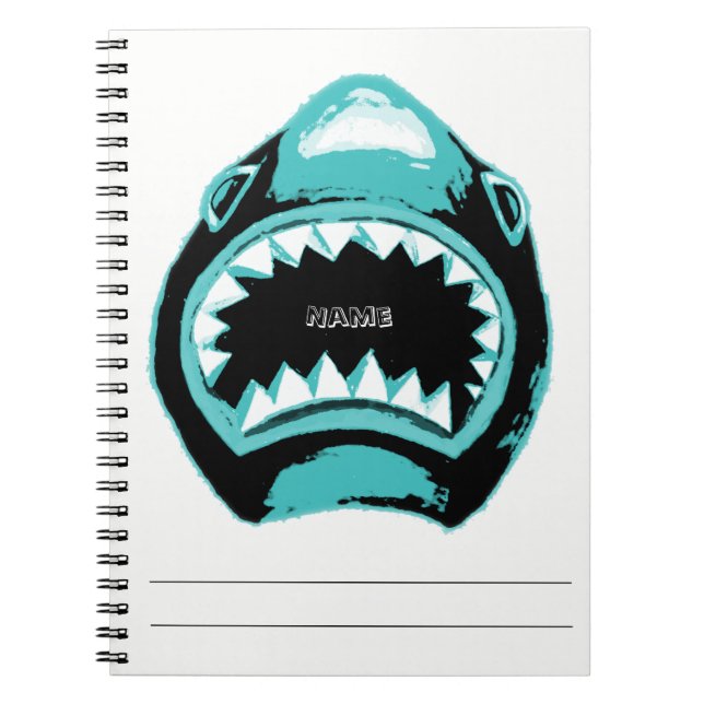 Shark Watercolor Green Illustration Spiral Notebook (Front)
