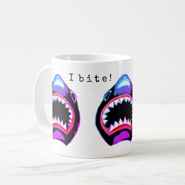 Shark Watercolor Pink Purple Illustration Coffee Mug (Front Left)