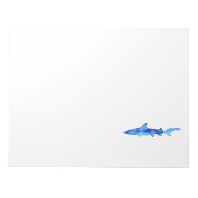 Shark Watercolor Silhouette Dye Teal Blue Aqua Notepad (Front)