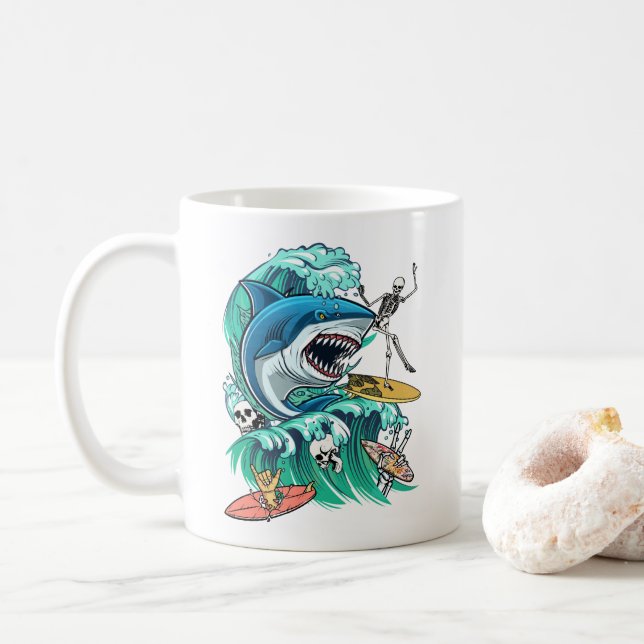 Shark wave coffee mug (With Donut)