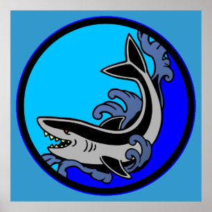 Shark Waves Poster