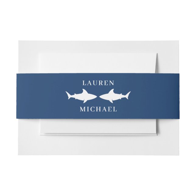 Shark Wedding Invitation Belly Band (Front Example)