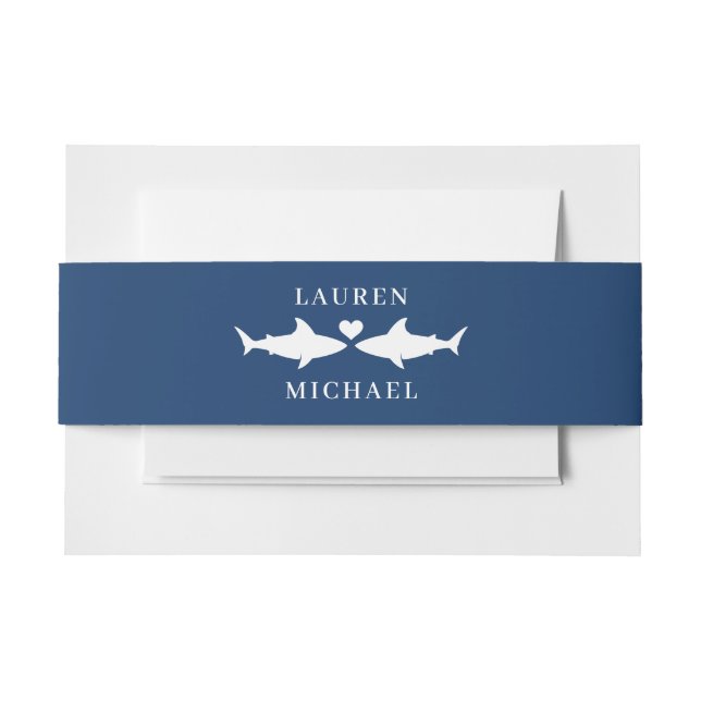 Shark Wedding Invitation Belly Band (Front Example)