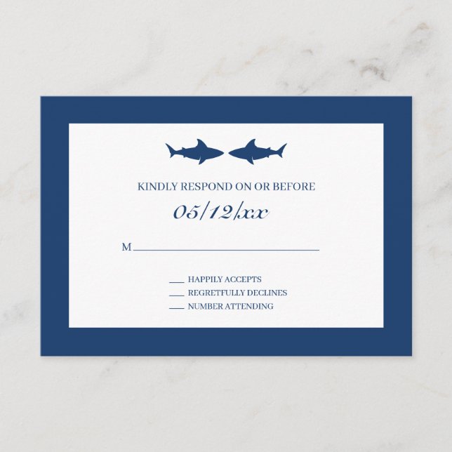 Shark Wedding RSVP Enclosure Card (Front)