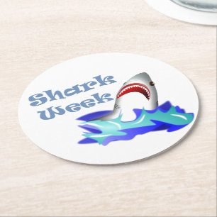 Shark Week Round Paper Coaster