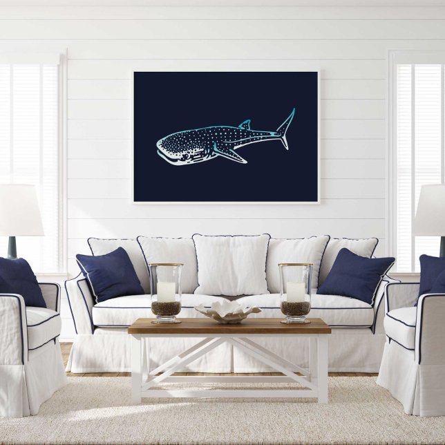 Shark Whale Print | Shark Whale Wall Print (Whale Shark Ocean Animal Wall Art Poster Print by TinkPrints.)