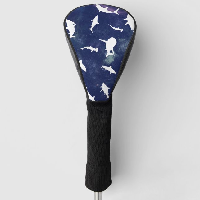 Shark white shadow on Dark galaxy Space Golf Head Cover (Front)