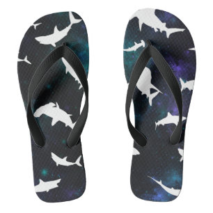 Shark white shadow on Dark galaxy Space Jandals