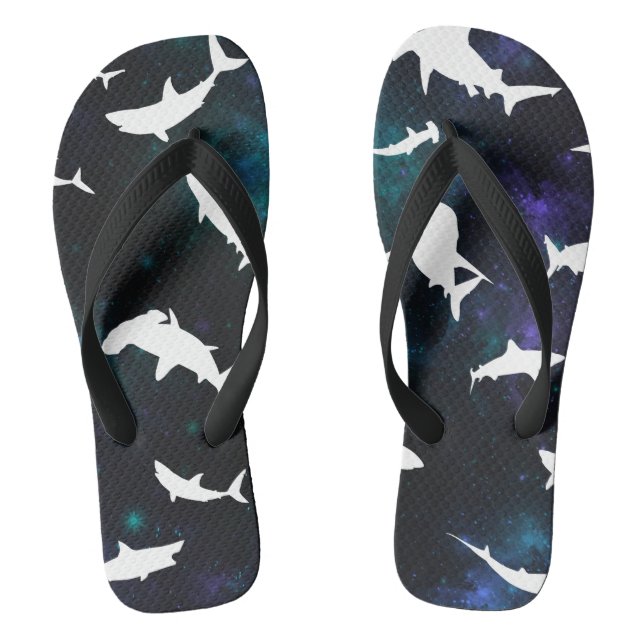 Shark white shadow on Dark galaxy Space Jandals (Footbed)