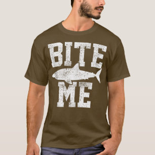 Shark White Tiger Bite Me Marine Biologist Vintage T-Shirt