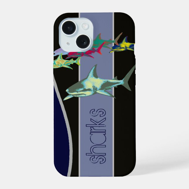 shark -  wild animals iPhone 15 case (Back)