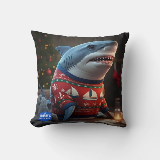 Shark Wildlife Christmas Throw Pillow (Front)
