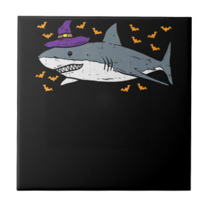 Shark Witch Funny Animal Halloween Tile