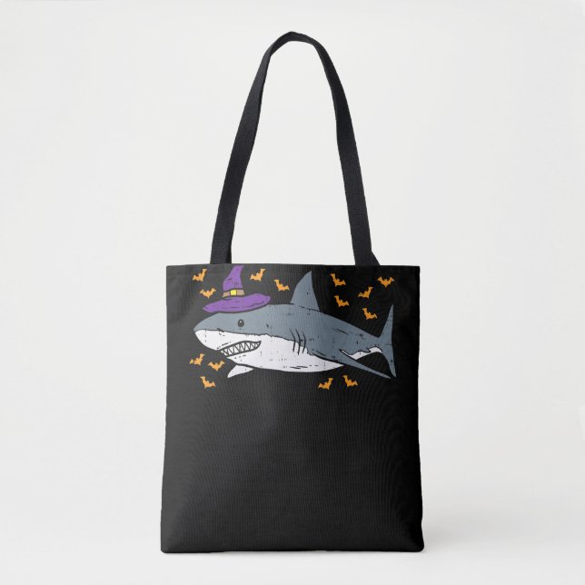 Shark Witch Funny Animal Halloween Tote Bag (Front)