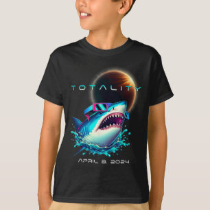 Shark With Eclipse Glasses Totality 2024 Funny Sol T-Shirt