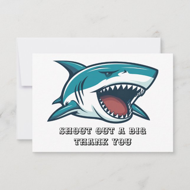 Shark with open mouth   thank you card (Front)