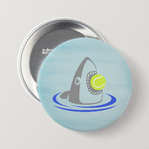 Shark with Tennis Ball 7.5 Cm Round Badge