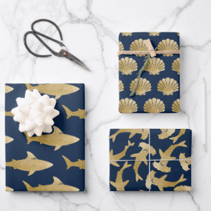 Shark Wrapping Paper Flat Sheet Set of 3