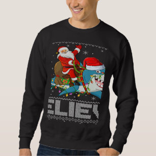 Shark Xmas Lighting Believe Ugly Santa Riding Shar Sweatshirt