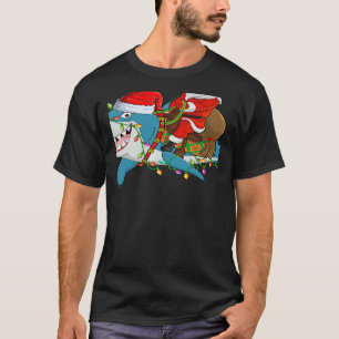 Shark Xmas Lights Santa Ride Shark Christmas T-Shirt