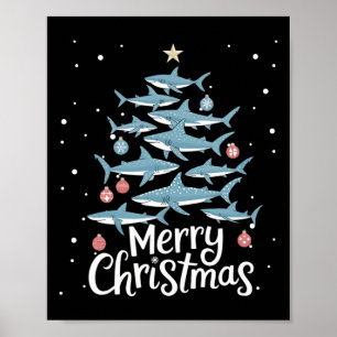 Shark Xmas Tree Sharks Christmas Tree Merry Dogmas Poster