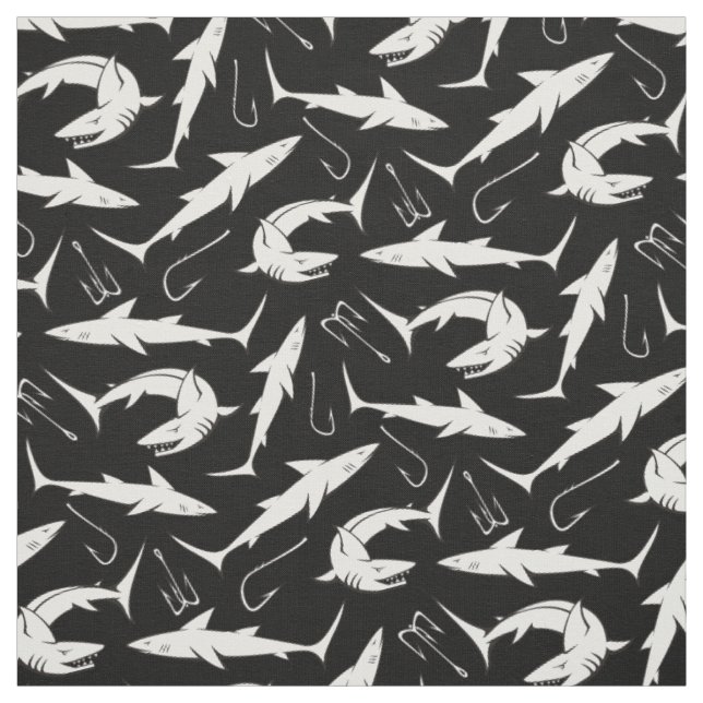 Sharks and Hooks Pattern Fabric (Swatch)