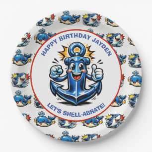 Sharks and Whales Boy's Birthday Party Paper Plate