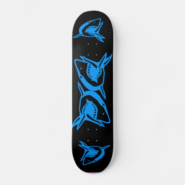 sharks blue  AND BLACK skateboard deck (Front)