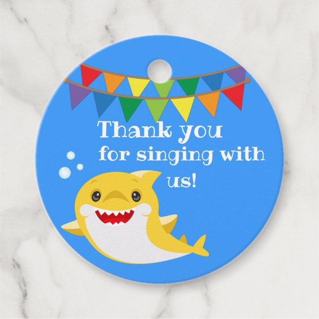 Sharks Blue Ocean Birthday Favour Tags (Front)