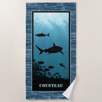 Sharks Blue Sea Beach Towel