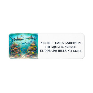 Sharks & Fish Aquatic Watercolor Aquarium Wedding