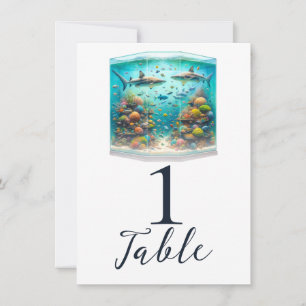 Sharks & Fish Aquatic Watercolor Aquarium Wedding  Invitation
