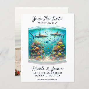 Sharks & Fish Aquatic Watercolor Save the Date  Invitation